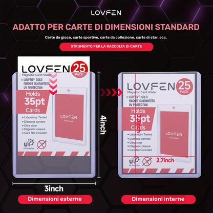 LOVFEN - 35pt Top Load per Carte - Confezione da 1000 (40x25 Pacchi) - Misura Standard 7,62x10,16 cm - Proteggi le Tue Carte da Baseball e Sportive con Queste Custodie Protettive in Plastica Trasparente e Rigida