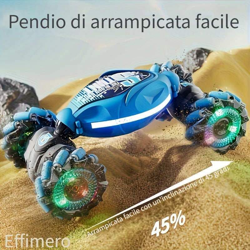 Auto Giocattolo RC Acrobatica Fuoristrada con Telecomando, Regalo di Natale, Regalo per il Rientro a Scuola, Trazione Integrale, Gioco all'Aperto. Luci e Musica Fantastici. Doppia Telecomando da Polso, Supporta il Controllo Gestuale.