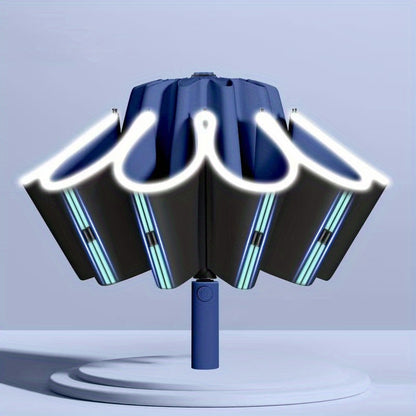 Ombrello Automatico Compatto da Viaggio a Doppia Apertura con 10 Stecche, Ombrello Resistente, Ombrello Auto Rinforzato e Ingrandito, Ombrello di Protezione da Viaggio con Barra di Sicurezza, Design Alla Moda in Diversi Colori, Ombrello di Alta Gamma Adat