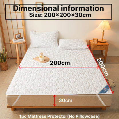 1 Protezione Materasso Trapuntata Impermeabile, Coprimaterasso Traspirante con Cinghie Elastiche per Copriletto (Senza Federa), Topper Materasso Antiscivolo per Tutte le Stagioni