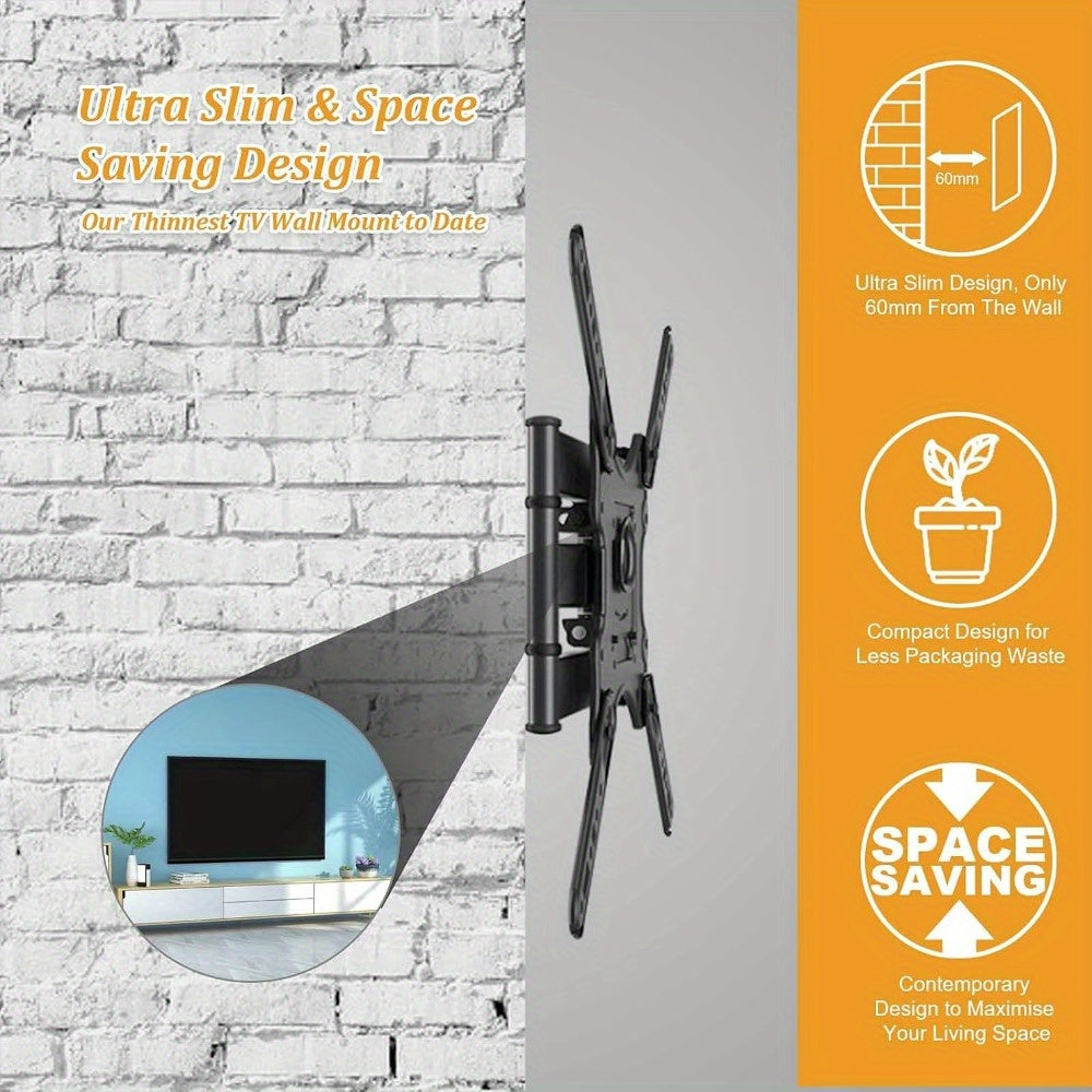 Supporto TV Universale da Muro Girevole e Inclinabile per TV Piatti o Curvi da 81.28-139.7 cm o Monitor