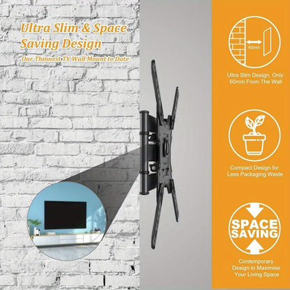 Supporto TV Universale da Muro Girevole e Inclinabile per TV Piatti o Curvi da 81.28-139.7 cm o Monitor