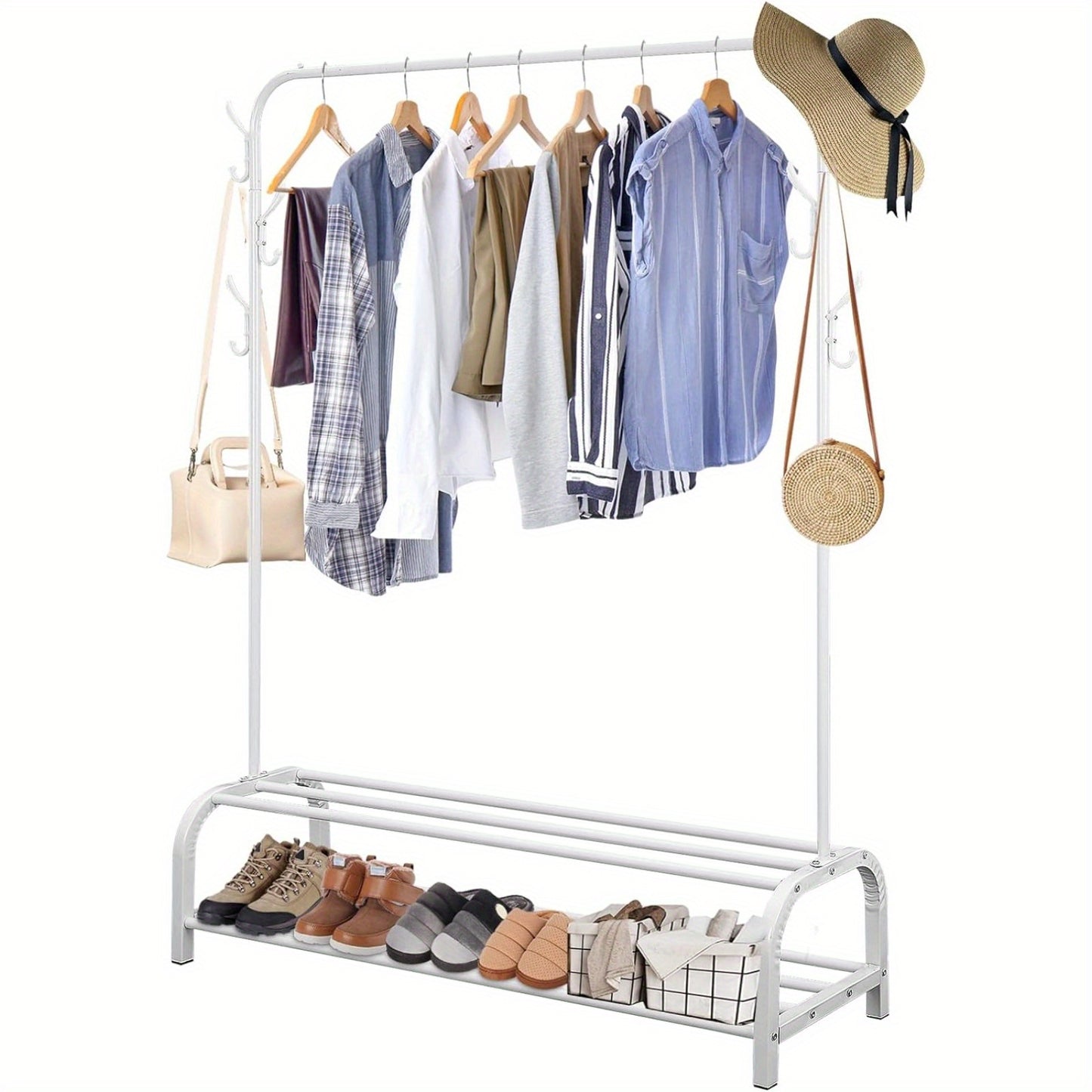 Grucce Multifunzionali per Vestiti, Appendiabiti in Metallo per Camera da Letto, Robusta, Appendiabiti, Appendiabiti con Scaffale Porta Scarpe