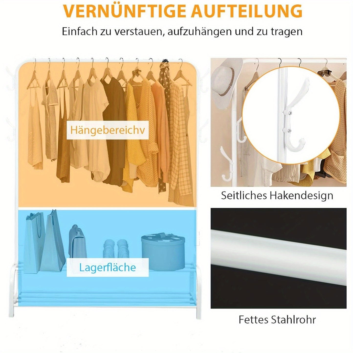 Grucce Multifunzionali per Vestiti, Appendiabiti in Metallo per Camera da Letto, Robusta, Appendiabiti, Appendiabiti con Scaffale Porta Scarpe