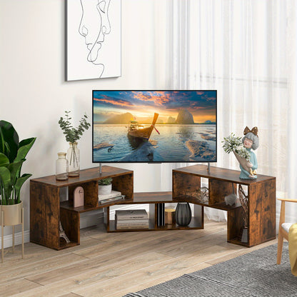 Mobile TV in legno a 3 pezzi, componibile liberamente, tavolo TV per TV fino a 65 pollici, mensola angolare estensibile, mobile TV basso, libreria multifunzionale, scaffale portaoggetti