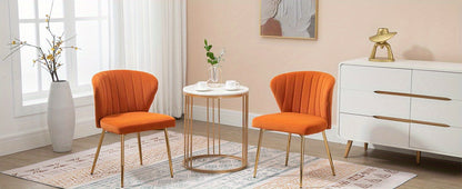 Sedie da pranzo moderne, poltrona di accento in velluto, sedie per soggiorno, set di 2, sedia laterale imbottita con gambe in metallo dorato per sala da pranzo, cucina, toletta, patio