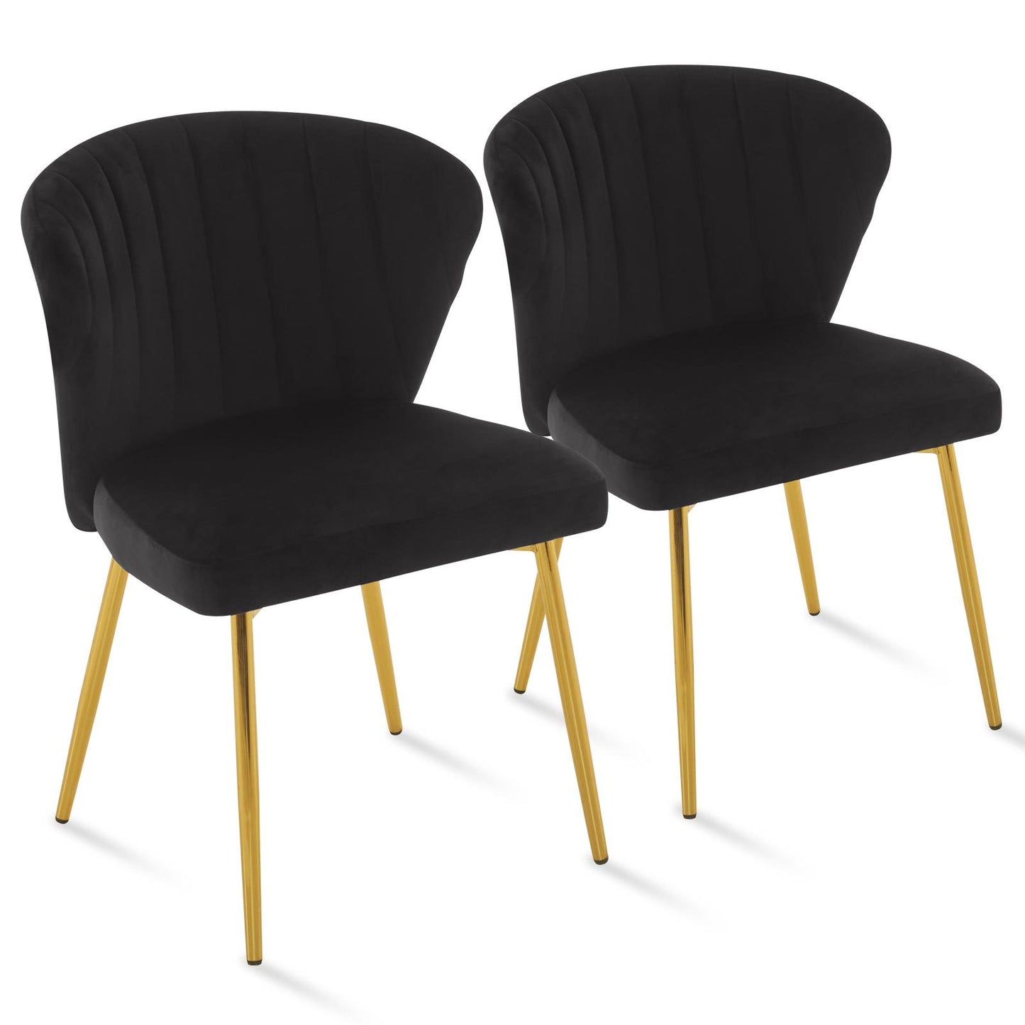 Sedie da pranzo moderne, poltrona di accento in velluto, sedie per soggiorno, set di 2, sedia laterale imbottita con gambe in metallo dorato per sala da pranzo, cucina, toletta, patio