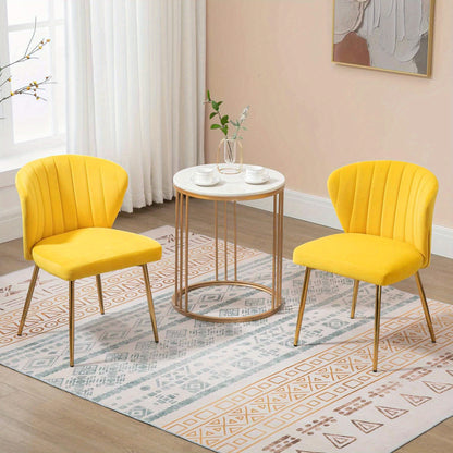 Sedie da pranzo moderne, poltrona di accento in velluto, sedie per soggiorno, set di 2, sedia laterale imbottita con gambe in metallo dorato per sala da pranzo, cucina, toletta, patio