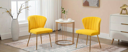 Sedie da pranzo moderne, poltrona di accento in velluto, sedie per soggiorno, set di 2, sedia laterale imbottita con gambe in metallo dorato per sala da pranzo, cucina, toletta, patio