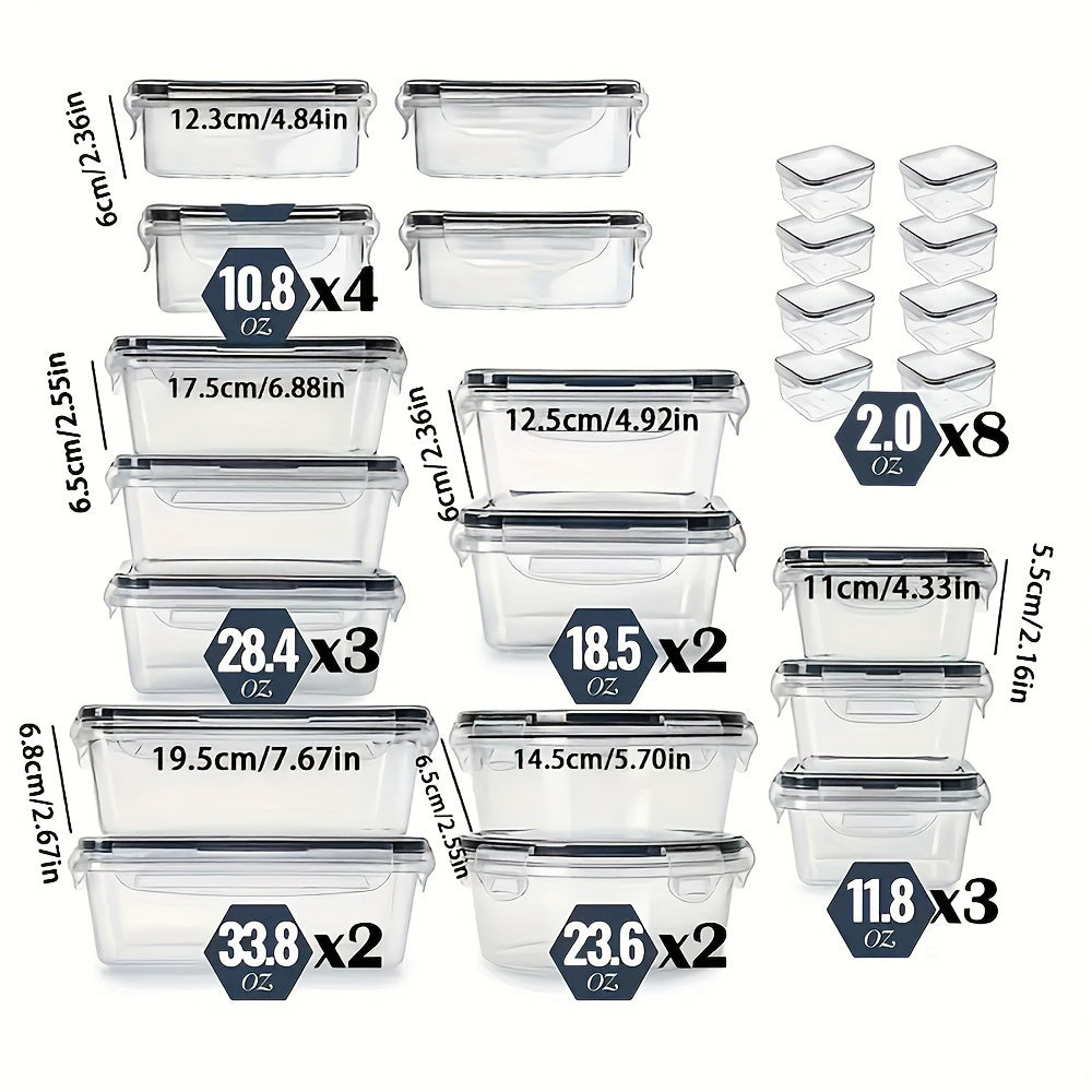 Set di 48 contenitori per alimenti, portapranzo, contenitore per la conservazione dei cibi con coperchio facile da chiudere (24 coperchi + 24 contenitori) - Contenitore in plastica sigillato per uso in sale alimentari, viaggi, attrezzatura da esterno, per