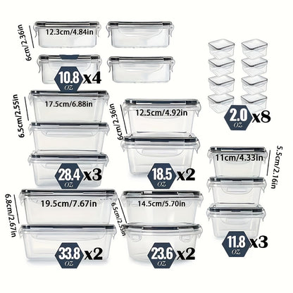 Set di 48 contenitori per alimenti, portapranzo, contenitore per la conservazione dei cibi con coperchio facile da chiudere (24 coperchi + 24 contenitori) - Contenitore in plastica sigillato per uso in sale alimentari, viaggi, attrezzatura da esterno, per