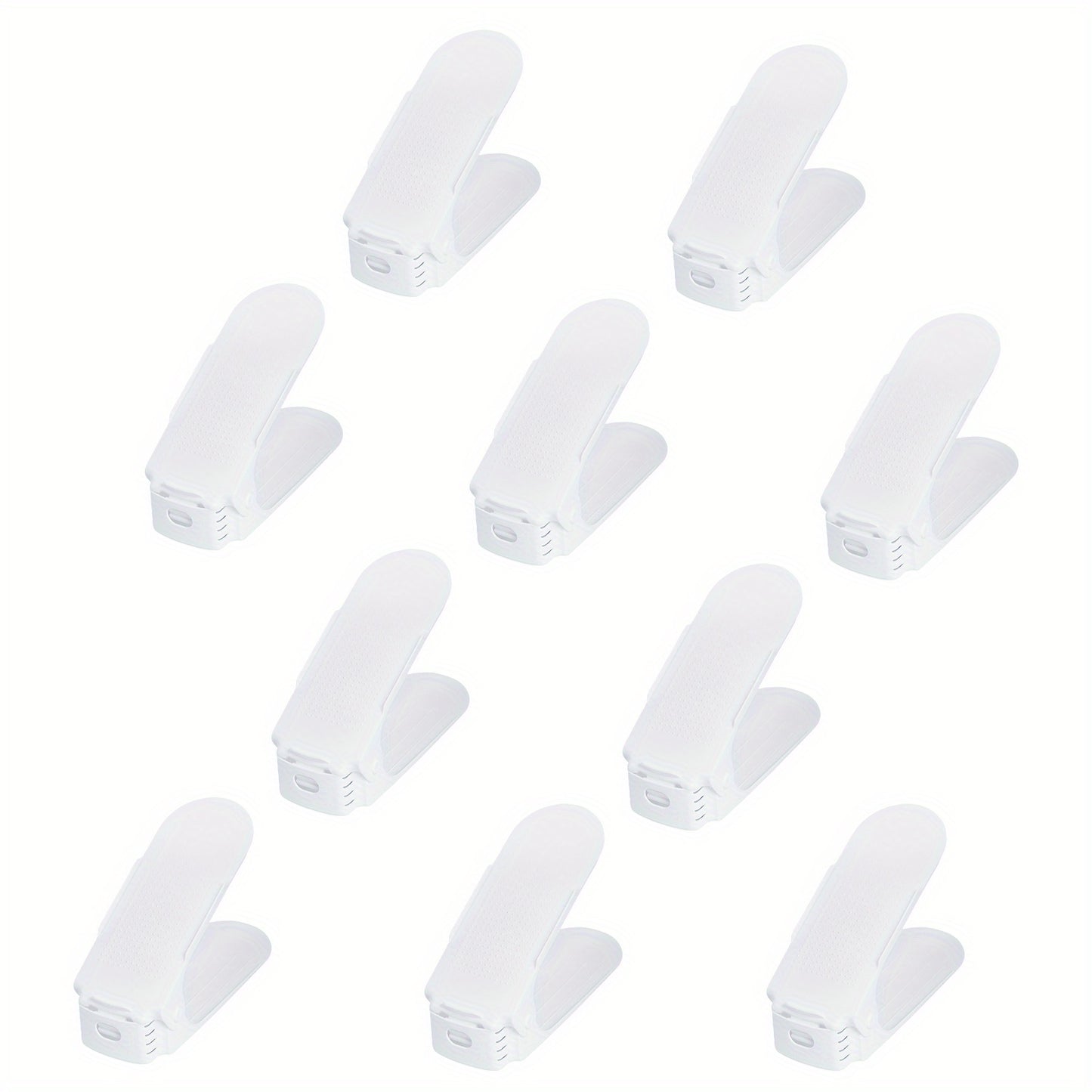 10 pezzi 30 pezzi Organizer per scarpe regolabili in materiale PP Impilatore per scarpe antiscivolo con organizer per scarpe regolabile in altezza a 3 altezze Set di impilatori per scarpe a doppio strato Risparmio di spazio Scarpiera Bianco Nero