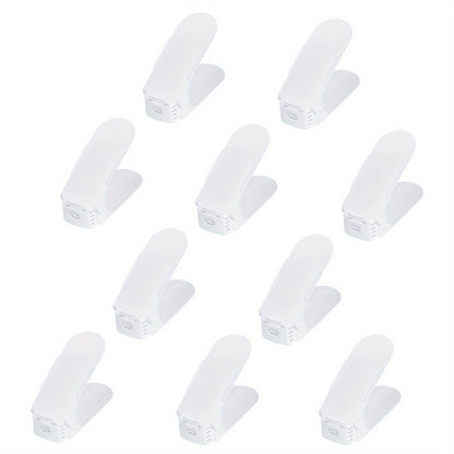 10 pezzi 30 pezzi Organizer per scarpe regolabili in materiale PP Impilatore per scarpe antiscivolo con organizer per scarpe regolabile in altezza a 3 altezze Set di impilatori per scarpe a doppio strato Risparmio di spazio Scarpiera Bianco Nero