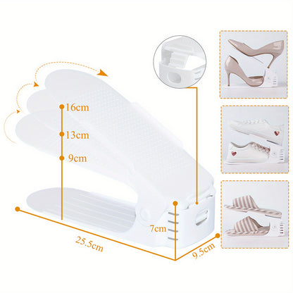 10 pezzi 30 pezzi Organizer per scarpe regolabili in materiale PP Impilatore per scarpe antiscivolo con organizer per scarpe regolabile in altezza a 3 altezze Set di impilatori per scarpe a doppio strato Risparmio di spazio Scarpiera Bianco Nero