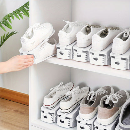 10 pezzi 30 pezzi Organizer per scarpe regolabili in materiale PP Impilatore per scarpe antiscivolo con organizer per scarpe regolabile in altezza a 3 altezze Set di impilatori per scarpe a doppio strato Risparmio di spazio Scarpiera Bianco Nero