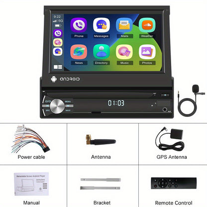 NHOPEEW Autoradio per Android 13, 2GB+64GB, Lettore Musicale per Auto con Schermo Touch da 17,78 cm, Carplayer Wireless e Android Auto Wireless con Mirror Link, WiFi, GPS, Radio FM/RDS, con Fotocamera a 12 LED e Microfono (Opzionale)