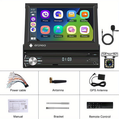 NHOPEEW Autoradio per Android 13, 2GB+64GB, Lettore Musicale per Auto con Schermo Touch da 17,78 cm, Carplayer Wireless e Android Auto Wireless con Mirror Link, WiFi, GPS, Radio FM/RDS, con Fotocamera a 12 LED e Microfono (Opzionale)