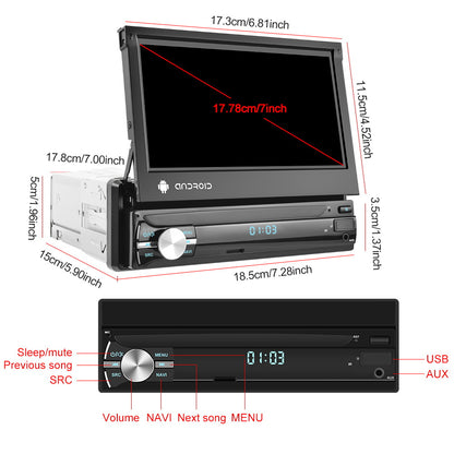 NHOPEEW Autoradio per Android 13, 2GB+64GB, Lettore Musicale per Auto con Schermo Touch da 17,78 cm, Carplayer Wireless e Android Auto Wireless con Mirror Link, WiFi, GPS, Radio FM/RDS, con Fotocamera a 12 LED e Microfono (Opzionale)