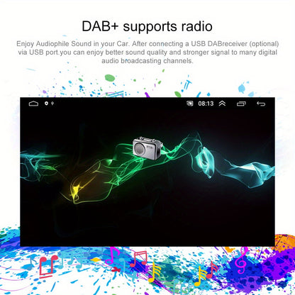 NHOPEEW Autoradio per Android 13, 2GB+64GB, Lettore Musicale per Auto con Schermo Touch da 17,78 cm, Carplayer Wireless e Android Auto Wireless con Mirror Link, WiFi, GPS, Radio FM/RDS, con Fotocamera a 12 LED e Microfono (Opzionale)