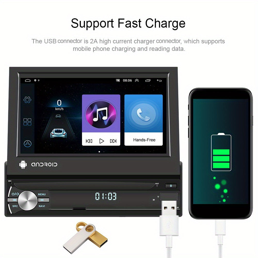 NHOPEEW Autoradio per Android 13, 2GB+64GB, Lettore Musicale per Auto con Schermo Touch da 17,78 cm, Carplayer Wireless e Android Auto Wireless con Mirror Link, WiFi, GPS, Radio FM/RDS, con Fotocamera a 12 LED e Microfono (Opzionale)