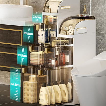 Mobiletto bagno sottile a 5 ripiani | Contenitore da pavimento indipendente con cassetti e maniglie, ideale per piccoli spazi, lavanderie, cucine, camere da letto, corridoi, plastica resistente, design classico, con ruote, perfetto per appartamenti e