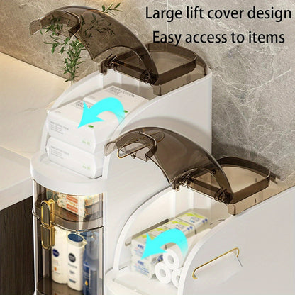 Mobiletto bagno sottile a 5 ripiani | Contenitore da pavimento indipendente con cassetti e maniglie, ideale per piccoli spazi, lavanderie, cucine, camere da letto, corridoi, plastica resistente, design classico, con ruote, perfetto per appartamenti e