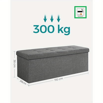 Pouf contenitore, divanetto pieghevole imbottito, cassettiera con coperchio, capacità 120L, supporta fino a 300 kg, per camera da letto, corridoio, soggiorno