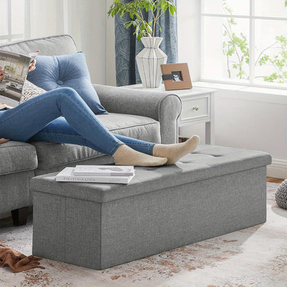 Pouf contenitore, divanetto pieghevole imbottito, cassettiera con coperchio, capacità 120L, supporta fino a 300 kg, per camera da letto, corridoio, soggiorno