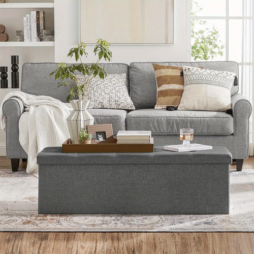 Pouf contenitore, divanetto pieghevole imbottito, cassettiera con coperchio, capacità 120L, supporta fino a 300 kg, per camera da letto, corridoio, soggiorno