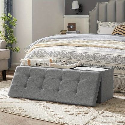 Pouf contenitore, divanetto pieghevole imbottito, cassettiera con coperchio, capacità 120L, supporta fino a 300 kg, per camera da letto, corridoio, soggiorno