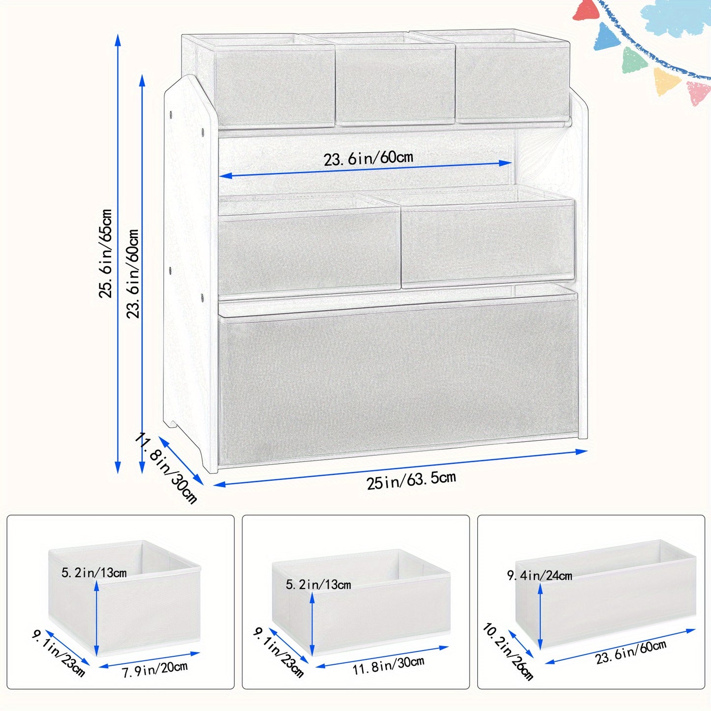 Mobiletto contenitore monoblocco con sei cassetti, ideale per organizzare e decorare la tua casa. Questa scatola portaoggetti in tessuto non tessuto è perfetta per varie stanze, tra cui soggiorno, camera da letto e bagno. Le dimensioni sono 63X60X30 cm, d