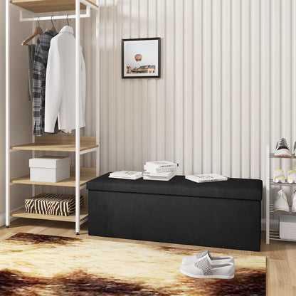 Banco con spazio di archiviazione 110cm, petto con spazio di archiviazione 118L pieghevole, sedile petto sedile scatola di archiviazione scatola di archiviazione pieghevole, letto banco camera da letto, caricabile fino a 300 kg