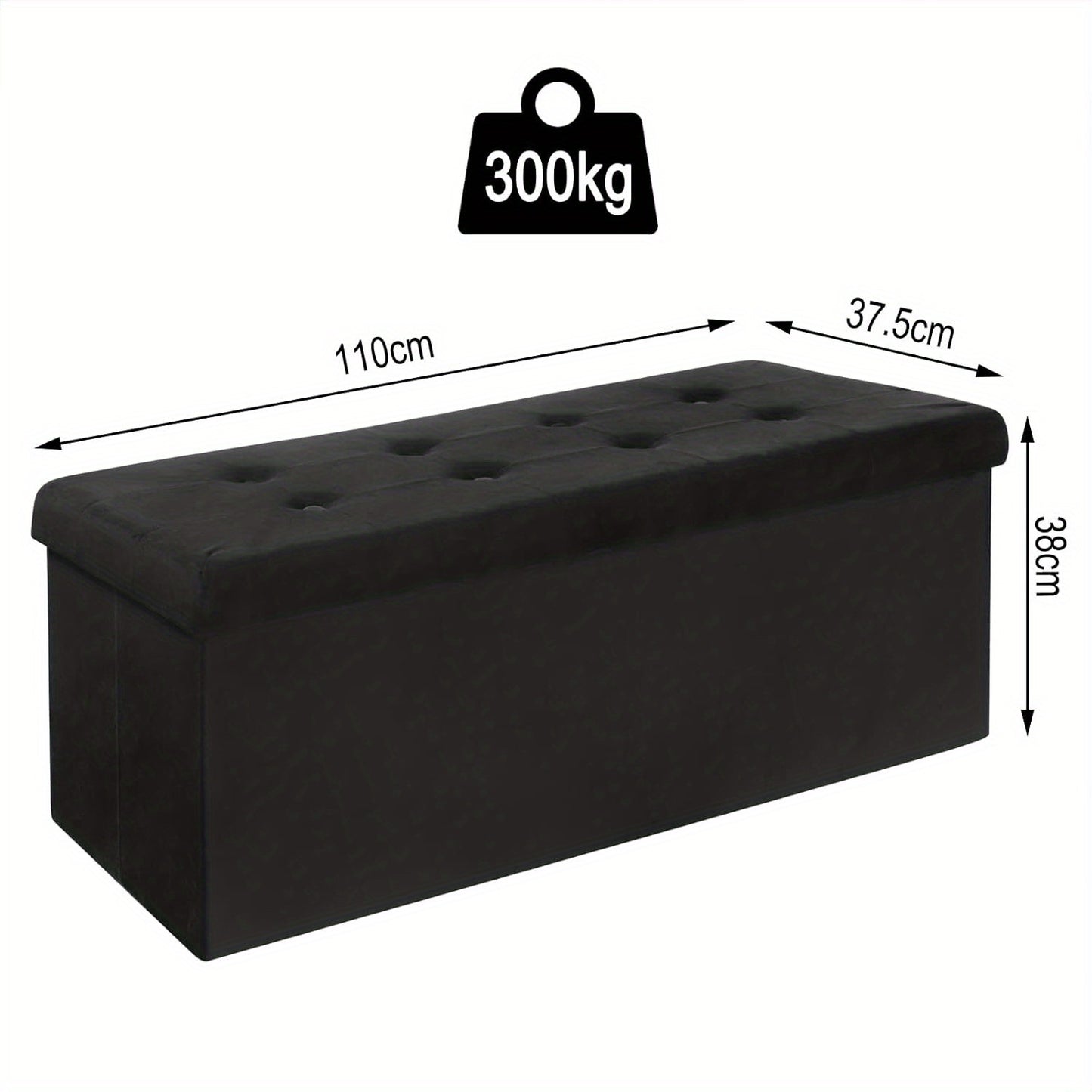 Banco con spazio di archiviazione 110cm, petto con spazio di archiviazione 118L pieghevole, sedile petto sedile scatola di archiviazione scatola di archiviazione pieghevole, letto banco camera da letto, caricabile fino a 300 kg