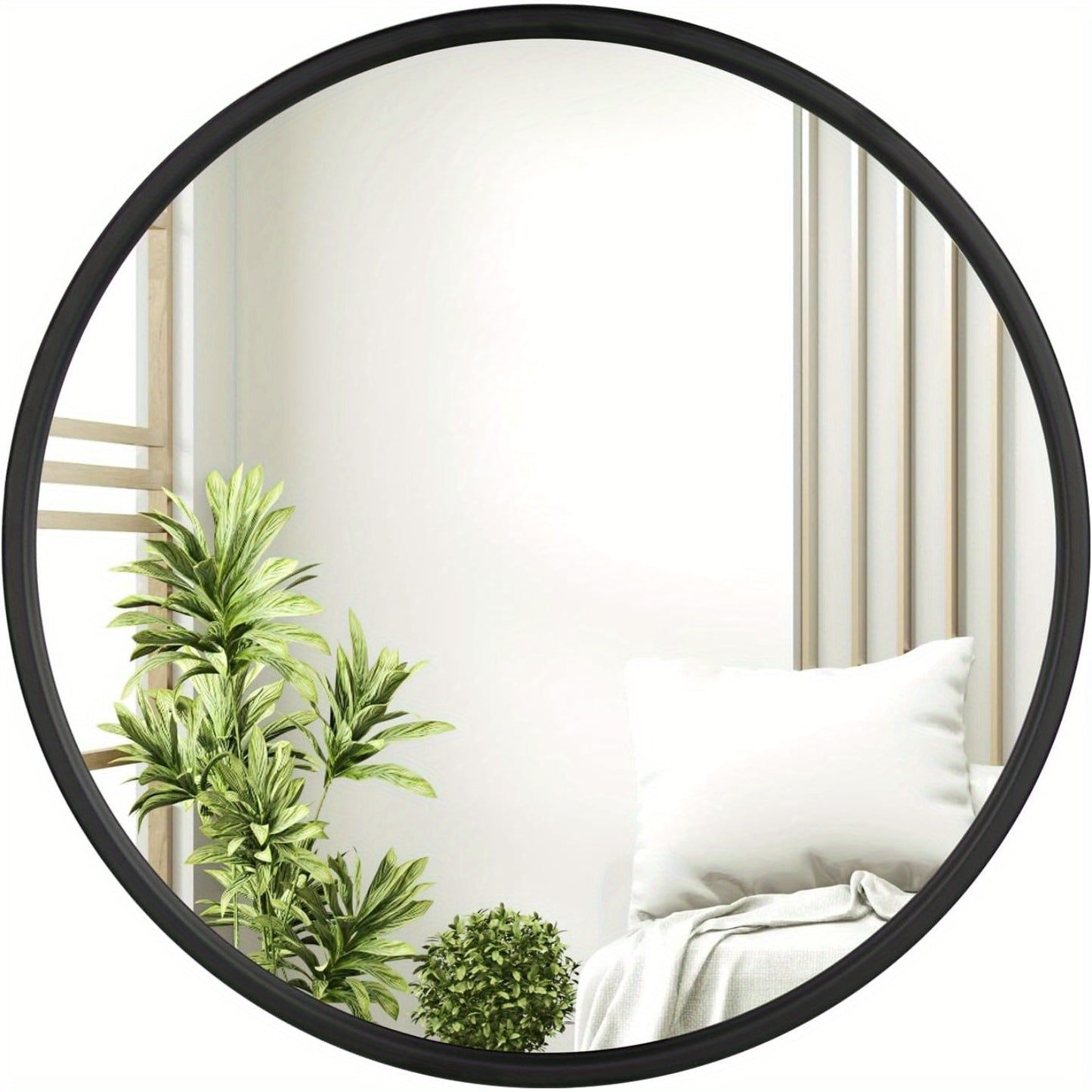 Specchio da parete rotondo, specchio rotondo, specchio moderno da appendere per bagno, camera da letto, soggiorno, corridoio, specchio decorativo da trucco in vetro, metallo, gancio in MDF