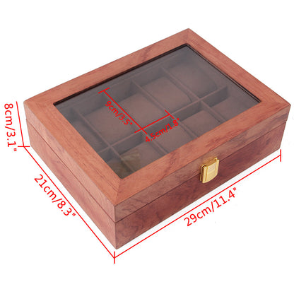 Scatola di presentazione in legno per orologio con 10 slot per la conservazione di gioielli, regalo in legno di rosa