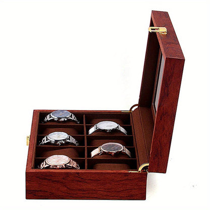 Scatola di presentazione in legno per orologio con 10 slot per la conservazione di gioielli, regalo in legno di rosa