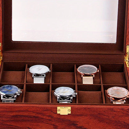 Scatola di presentazione in legno per orologio con 10 slot per la conservazione di gioielli, regalo in legno di rosa