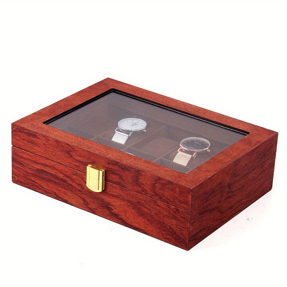 Scatola di presentazione in legno per orologio con 10 slot per la conservazione di gioielli, regalo in legno di rosa