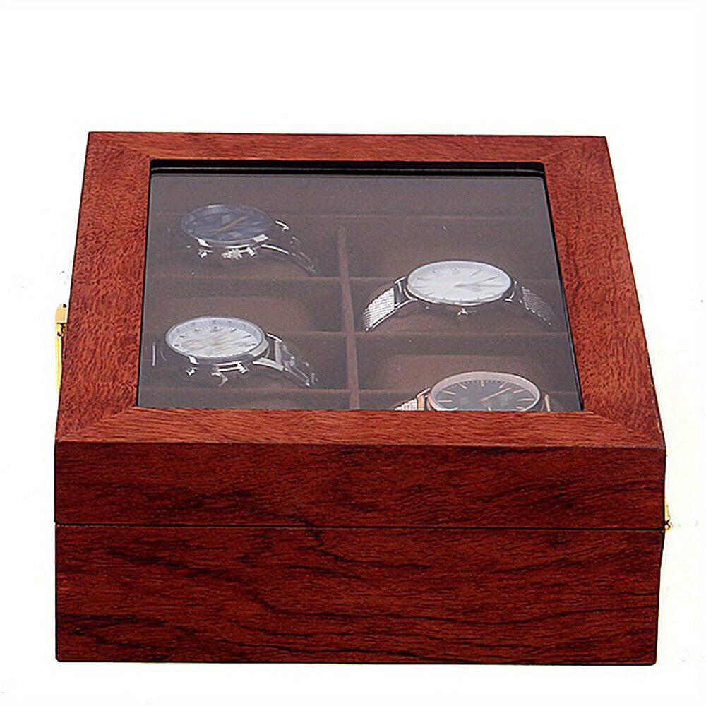 Scatola di presentazione in legno per orologio con 10 slot per la conservazione di gioielli, regalo in legno di rosa
