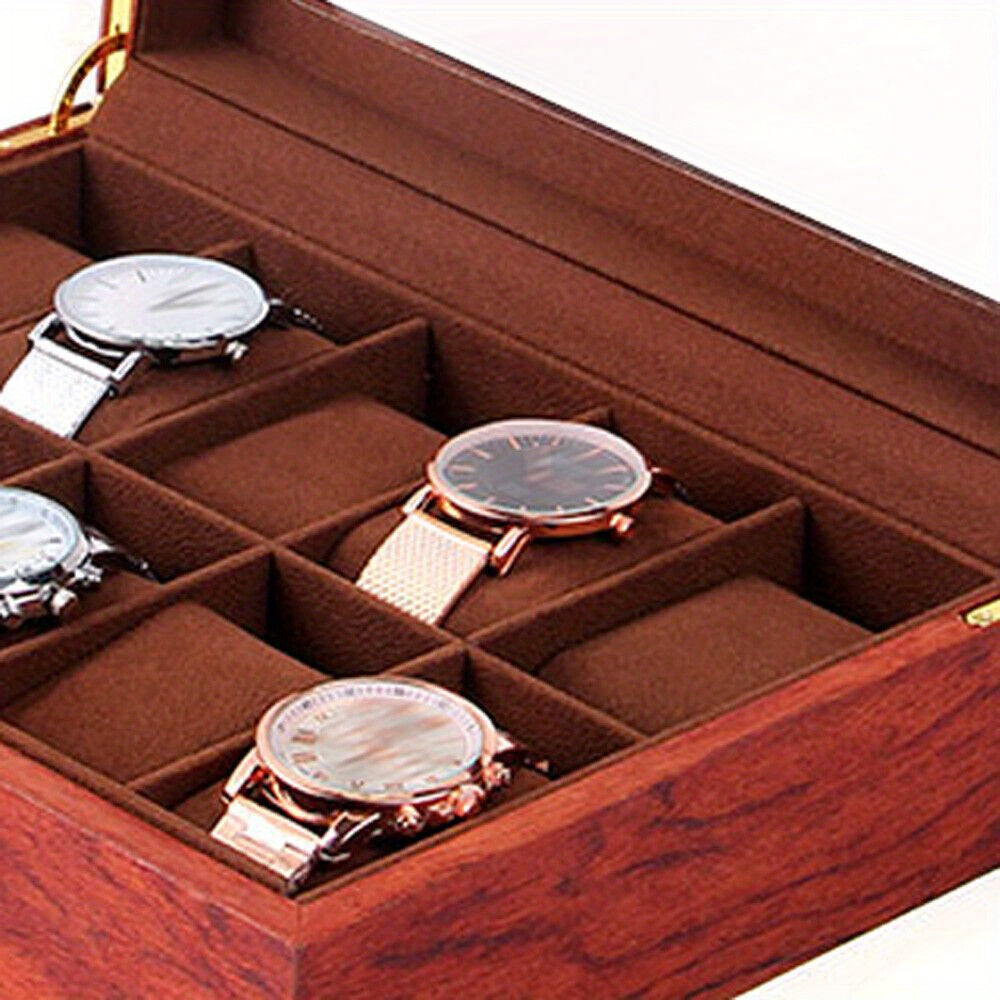 Scatola di presentazione in legno per orologio con 10 slot per la conservazione di gioielli, regalo in legno di rosa