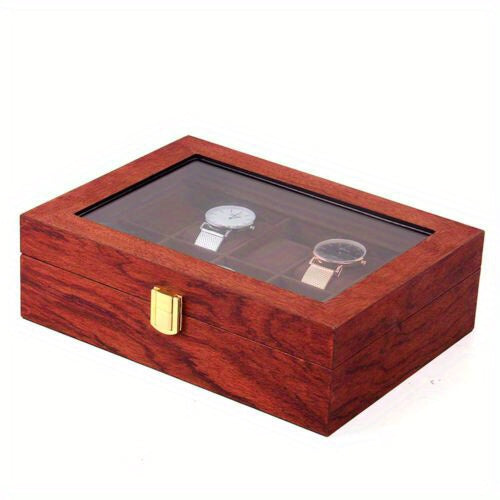 Scatola di presentazione in legno per orologio con 10 slot per la conservazione di gioielli, regalo in legno di rosa