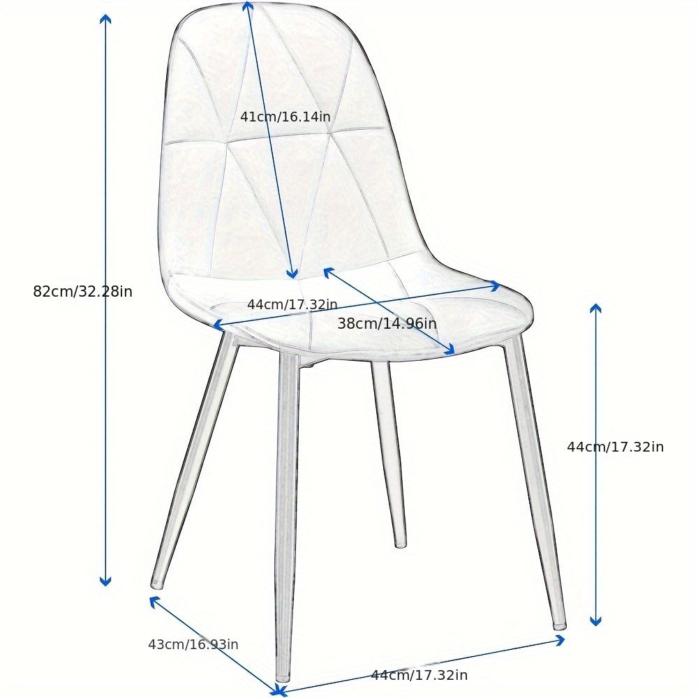 4 sedie da pranzo con schienale, sedia da cucina con rivestimento in velluto, sedia in metallo imbottita, sedia da pranzo