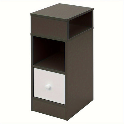 1pz./ 2pz. Comodino Stretto con 2 Scomparti e Cassetti, Comodino 25 x 30 x 66 cm, Salvaspazio per Camera da Letto, Mobiletto da Soggiorno, Pannello di Particelle, Grigio Scuro/ Aspetto Legno Chiaro/ Bianco/ Bianco+Aspetto Legno