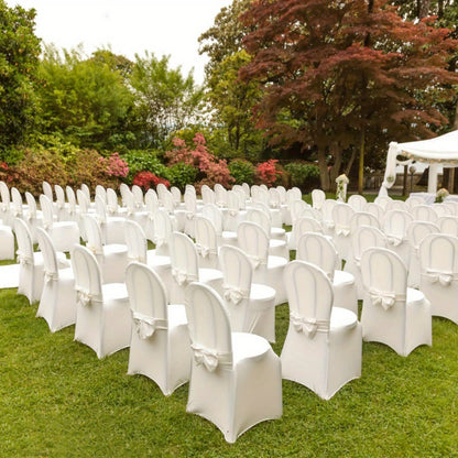 Coprisedie Universali Elasticizzati Coprisedie Bianchi Coprisedie con Nastro per Feste Matrimoni e Celebrazioni, Bianco