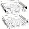 2x Cassetti Estraibili Telescopici per Cucina per Ripiani Cucina Argento Acciaio Inox Massiccio Estraibile per Mobile Cucina