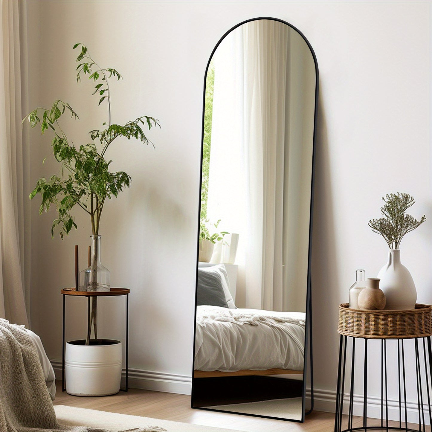 Specchio autoportante completo lunghezza facile da installare 53.34cm X 162.56cm con struttura in lega di alluminio nero dorato, specchio completo lunghezza con supporto, specchio da parete, specchio da appendere per decorare camera da letto, bagno, soggi