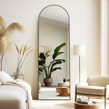 Specchio autoportante completo lunghezza facile da installare 53.34cm X 162.56cm con struttura in lega di alluminio nero dorato, specchio completo lunghezza con supporto, specchio da parete, specchio da appendere per decorare camera da letto, bagno, soggi