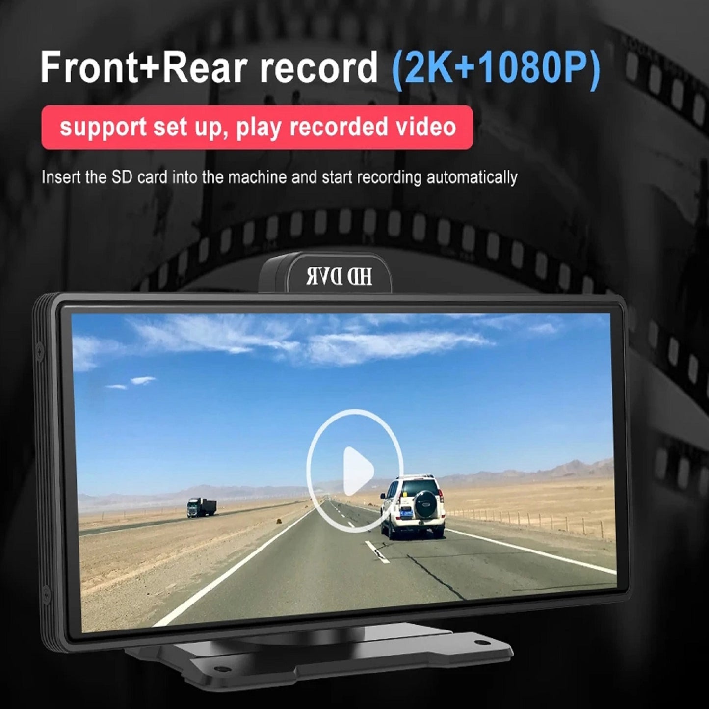 DVR universale per auto 26.06cm Carplay wireless Android Auto telecamera anteriore 2K+1080P telecamera posteriore controllo vocale GPS Dashcam DVR