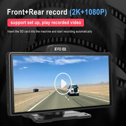 DVR universale per auto 26.06cm Carplay wireless Android Auto telecamera anteriore 2K+1080P telecamera posteriore controllo vocale GPS Dashcam DVR