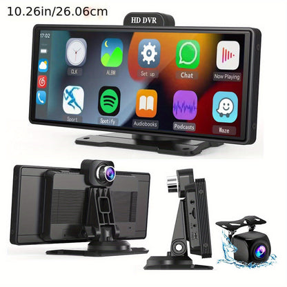 DVR universale per auto 26.06cm Carplay wireless Android Auto telecamera anteriore 2K+1080P telecamera posteriore controllo vocale GPS Dashcam DVR